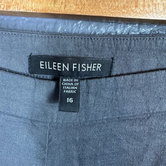 Eileen Fisher Linen Viscose Wide Leg Pants Gray Size 16 Zip - Picture 2 of 6